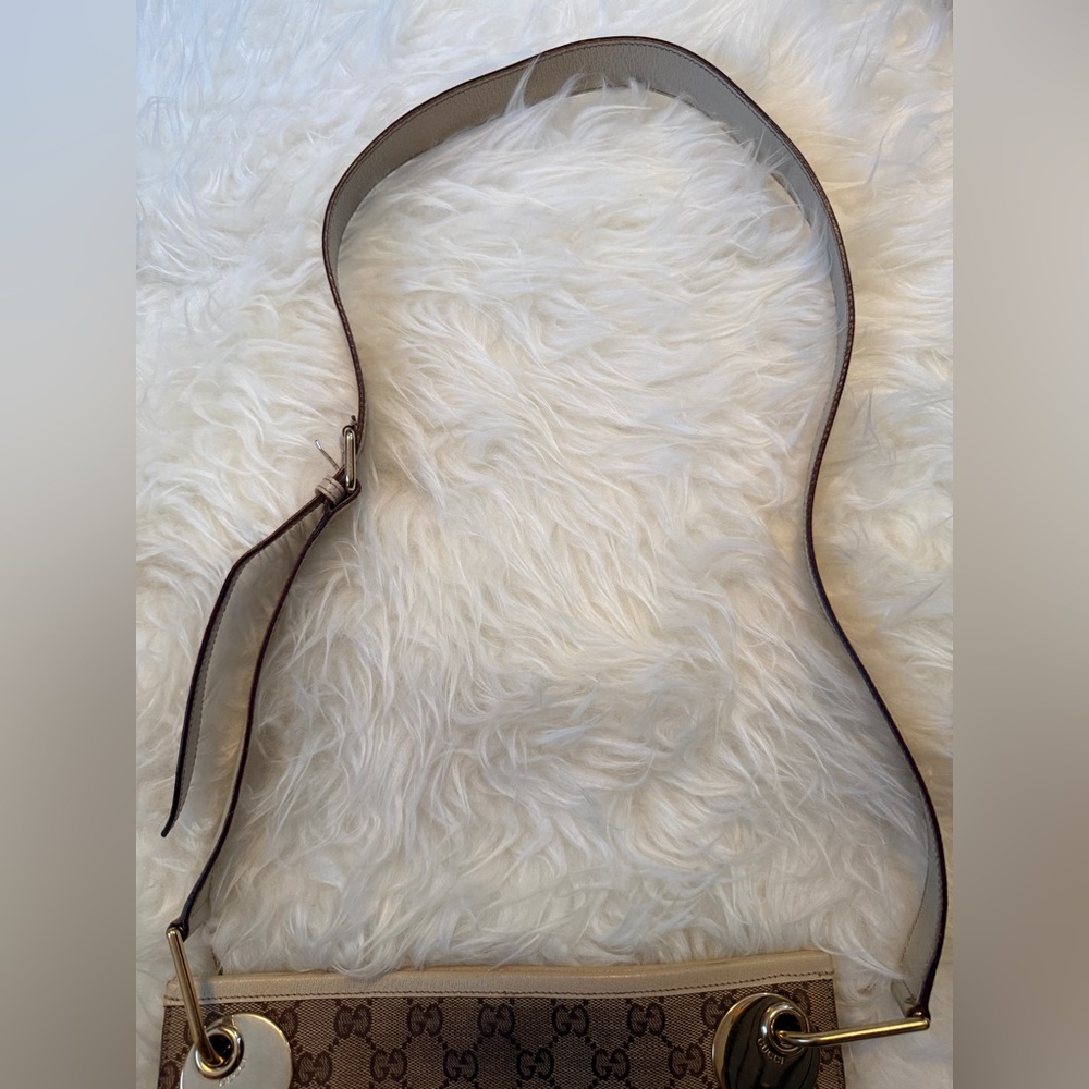 Gucci Beige Brown Monogram Crossbody Bag with Gold Hardware - Picture 13 of 13